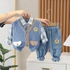 22 Cross-border Children's Clothing New Spring and Autumn Boys, Infants and Toddlers, Children's Set, Casual shirt, vest, long-sleeved Set, Three-piece set details Picture
